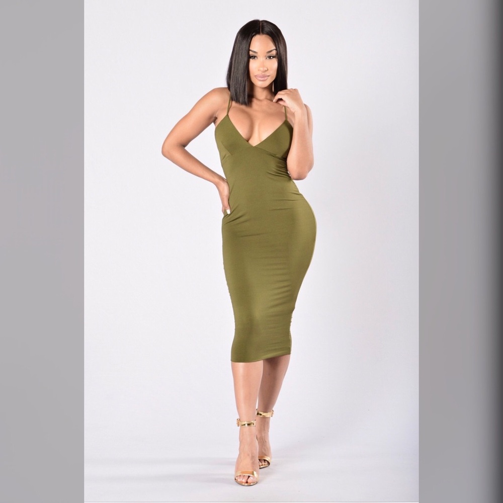 Sexy Olive Midi Dress
